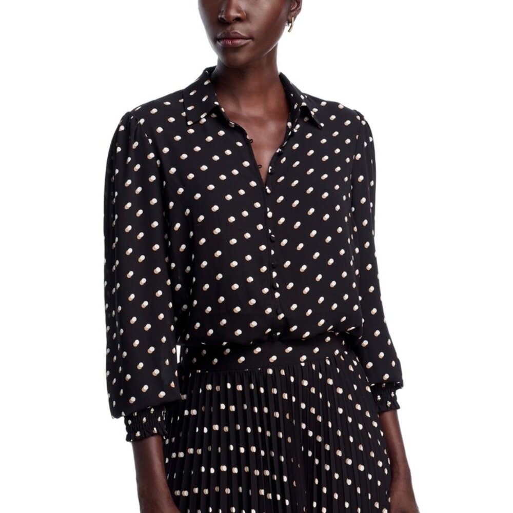 NWT T Tahari Women's Long Sleeve Button Down Blouse - Shadow Dot - Picture 5 of 5